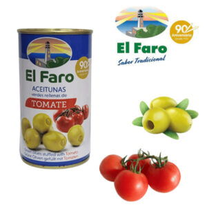 Oliwki El Faro zielone z pastą pomidorową (370 ml) – Soczysta harmonia pomidorów i oliwek