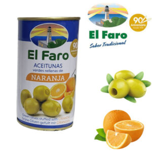 Oliwki El Faro zielone z pastą o smaku pomarańczy (370 ml) – Owocowa niespodzianka w każdej oliwce