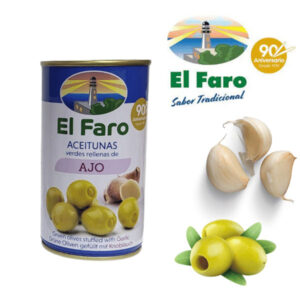 Oliwki El Faro zielone z pastą czosnkową (370 ml) – Aromatyczna uczta dla podniebienia